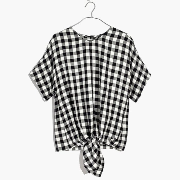 Madewell Button-Back Tie Tee in Buffalo Check - Picture 2 of 5